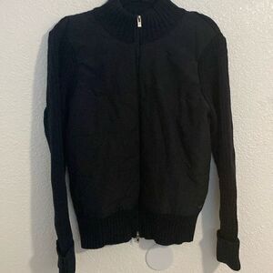 IZOD- black full zip sweater- black- Size Medium